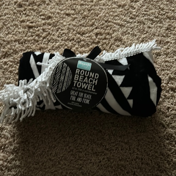 Other - Round Beach Towel. Black-and-white. 62 inches in diameter. Brand new with tags.